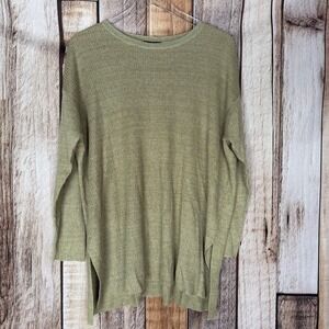 Eileen‎ Fisher Linen Knit Top Ribbed Minimalist Lagenlook Light Brown Size Large